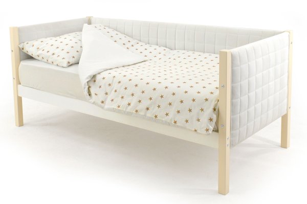 Детская деревянная кровать-тахта мягкая Svogen цвет бежево-белый (Бельмарко)