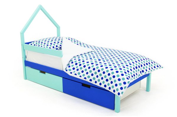 Детская кровать-домик мини Svogen цвет мятно-синий (Бельмарко)